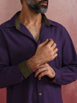 trueBrowns Men's Purple Cotton Shirt