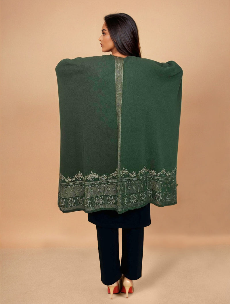 trueBrowns Green Woollen Kaftan Cape