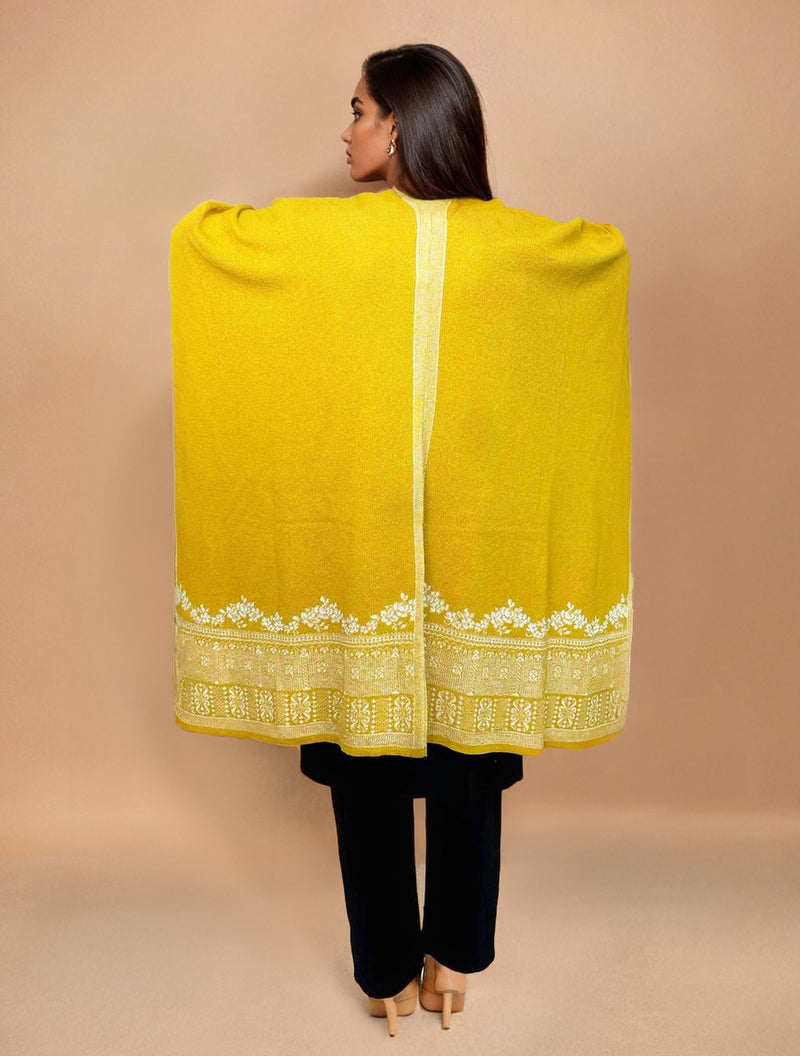 trueBrowns Yellow Woollen Kaftan Cape