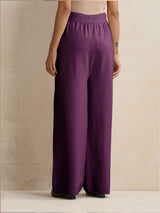 trueBrowns Purple Woollen Flared Pants