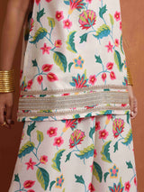 trueBrowns Off White Print Sharara Set