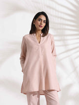 trueBrowns Light Pink Slub Co-ord Set