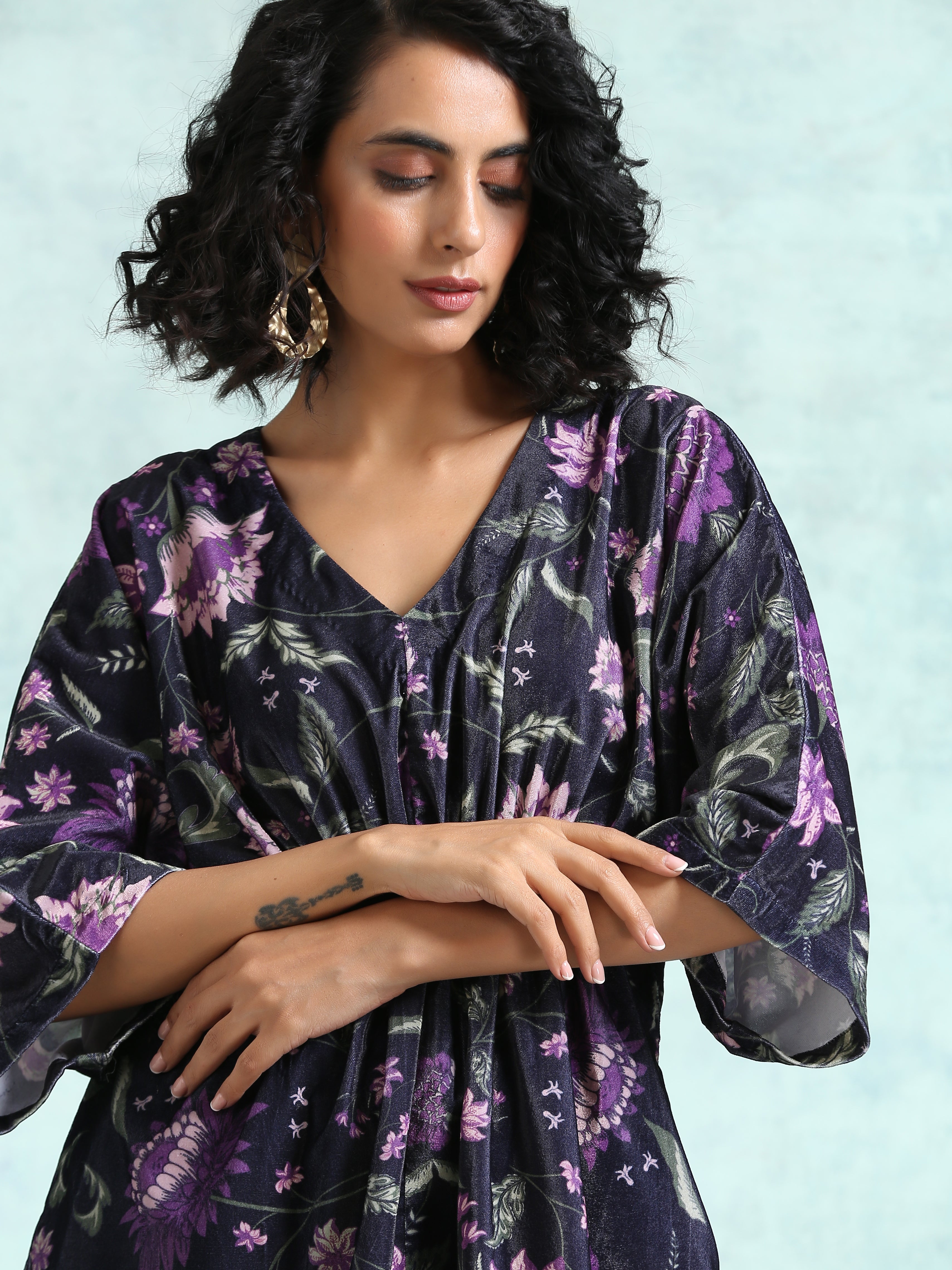 Black Printed Velvet Co-Ord Set