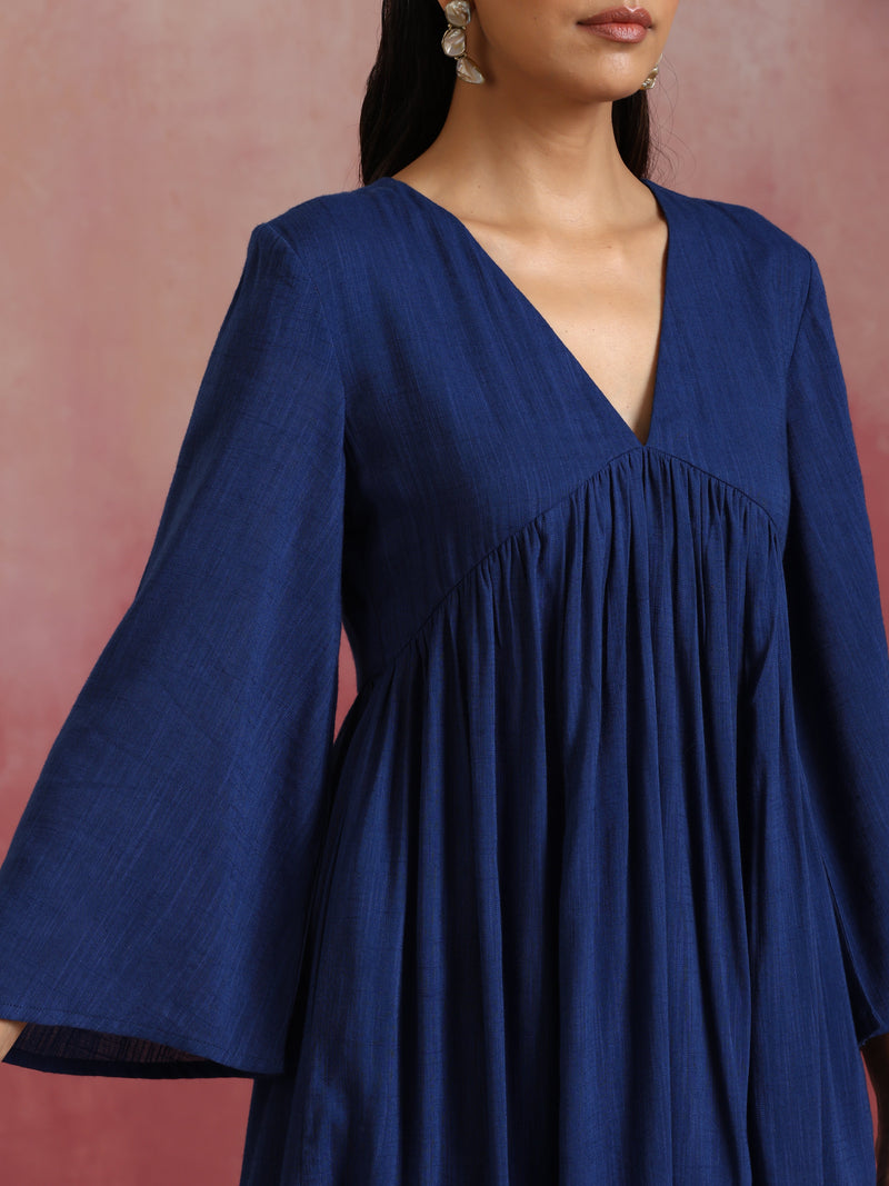 trueBrowns Blue Cotton Dobby Kurta Set