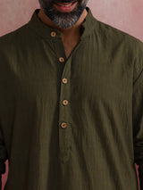 trueBrowns Men's Olive Kurta