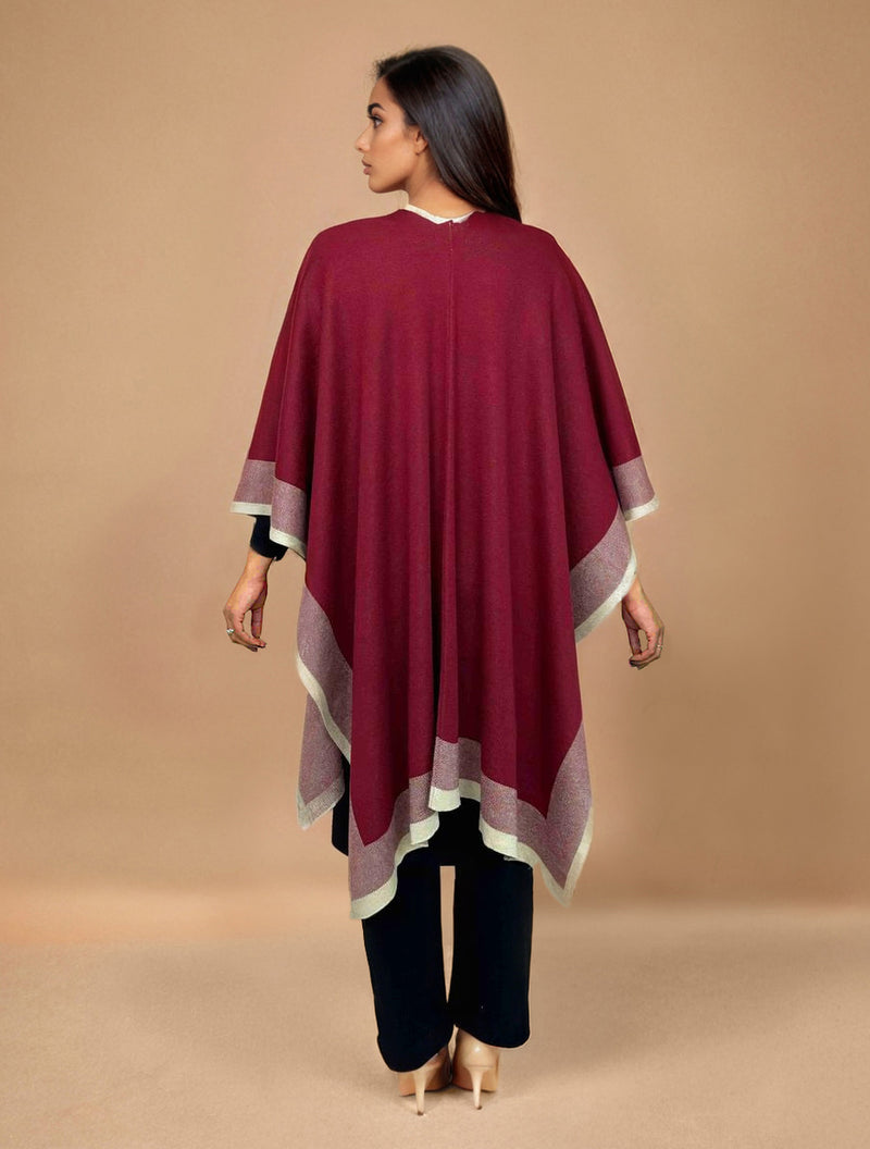 trueBrowns Maroon Woollen Kaftan Cape