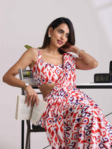trueBrowns Carrot Muslin Ikat Sleeveless Blouse