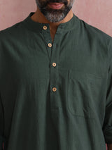 trueBrowns Men's Green Cotton Co-ord set