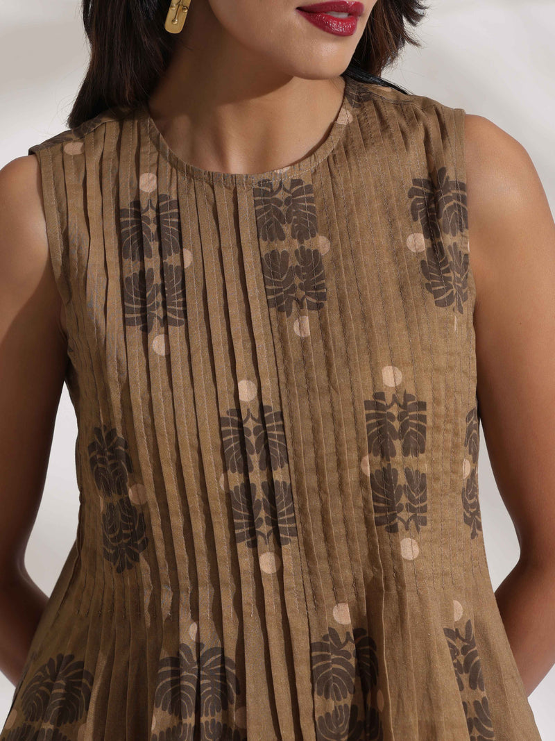 trueBrowns Beige Cotton Skirt Co-ord Set