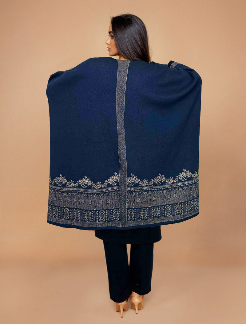 trueBrowns Blue Woollen Kaftan Cape