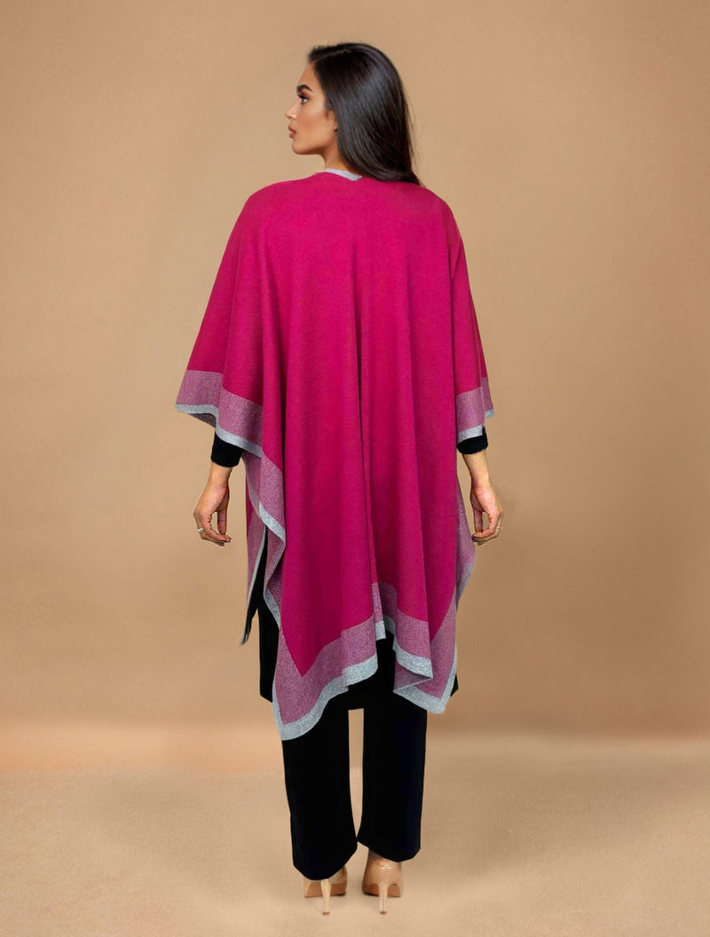 trueBrowns Pink Woollen Kaftan Cape