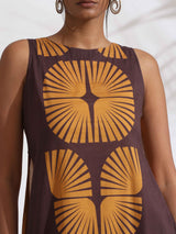 trueBrowns Brown Cotton Print Sleeveless Kurta Set