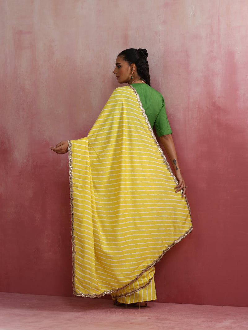 trueBrowns Lime Muslin Silk Saree