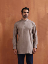 trueBrowns Men's Beige Cotton Short Kurta