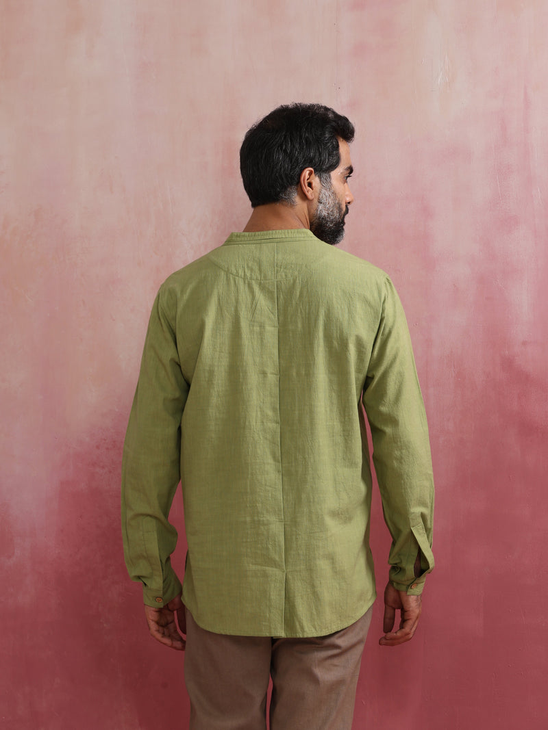 trueBrowns Men's Green Cotton Shirt