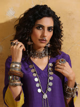 trueBrowns Purple Muslin Silk Co-ord Set