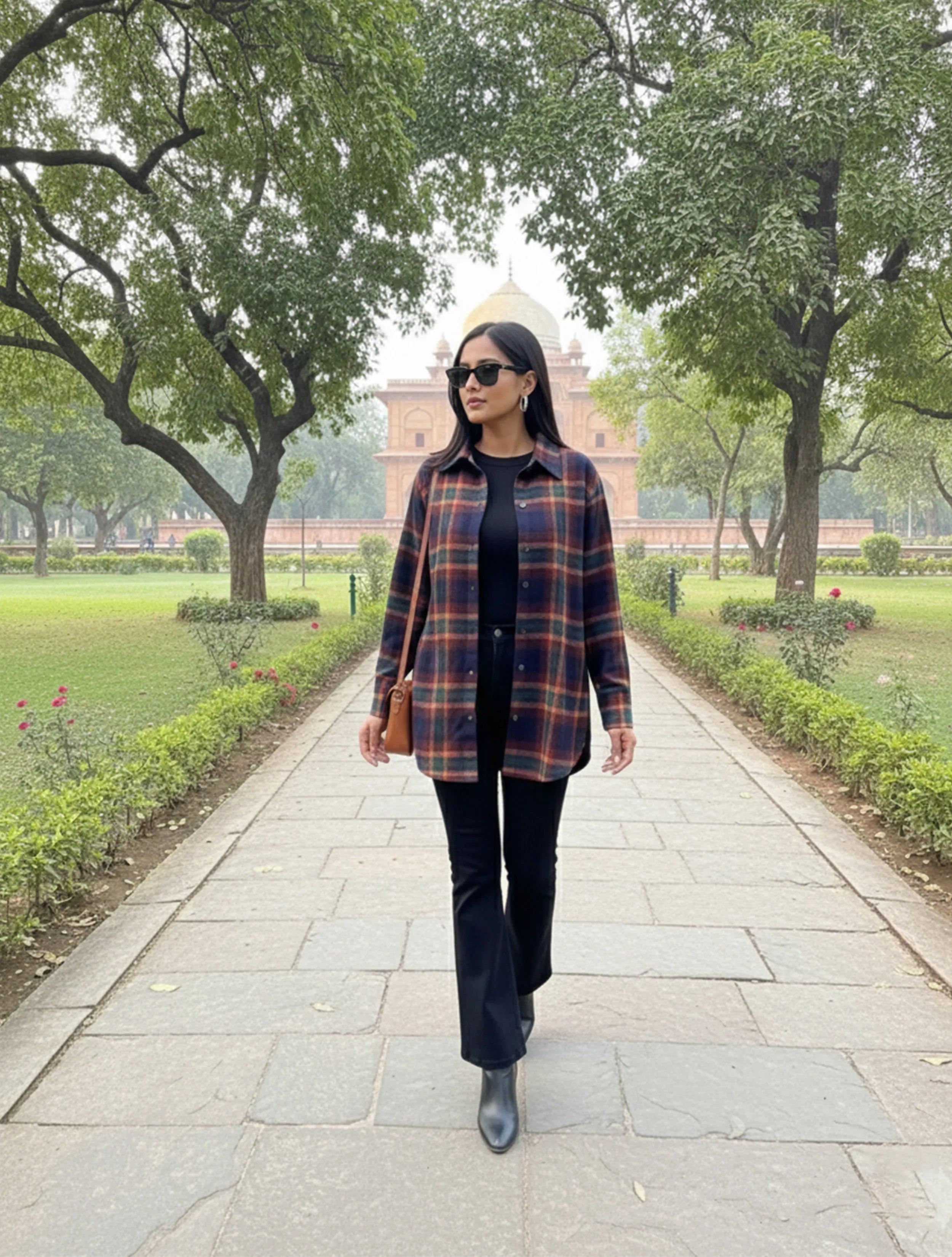 trueBrowns Navy Check Woollen Shirt Top