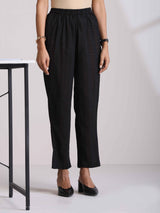 trueBrowns Black Cotton Dobby Kurta Co-ord set