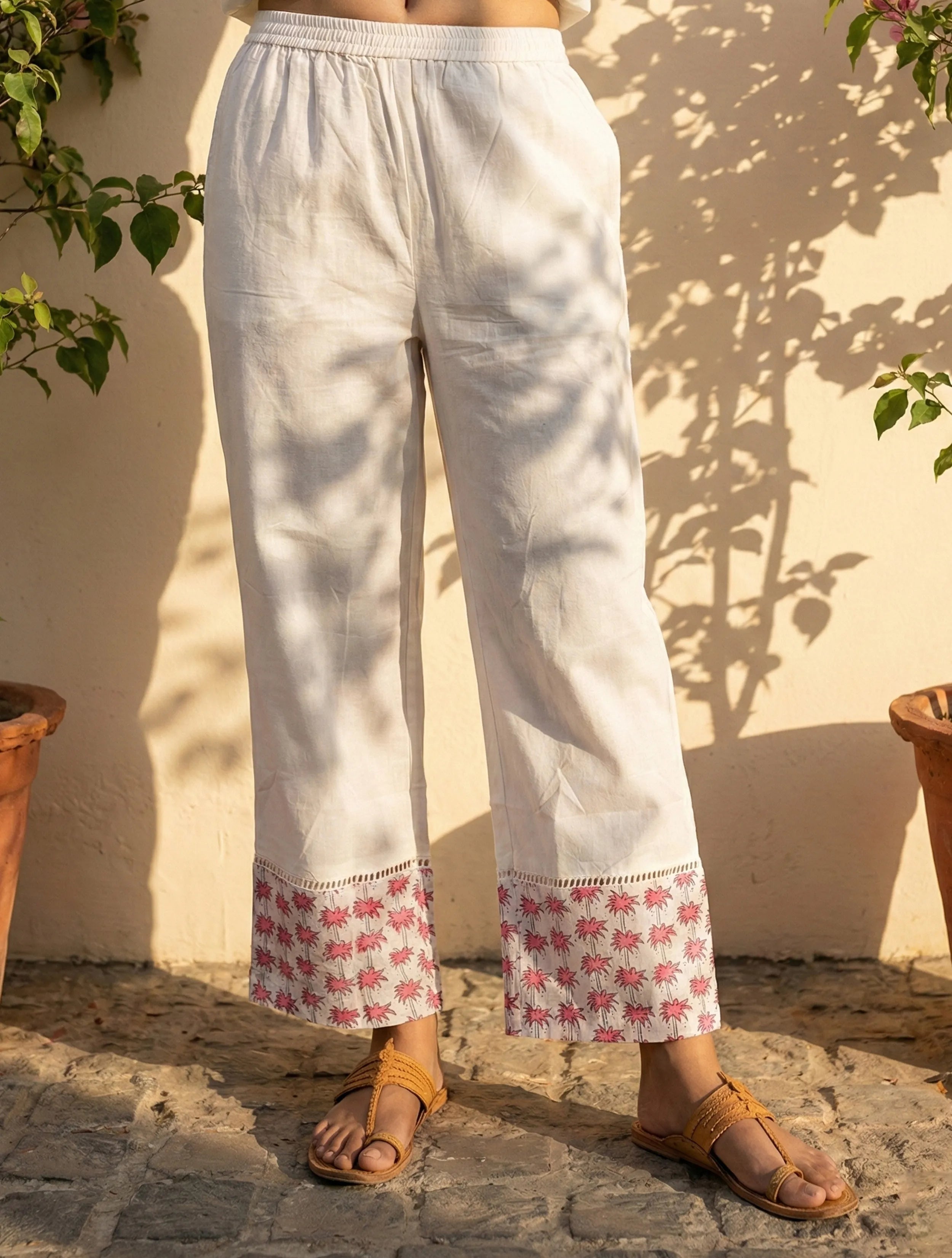 trueBrowns White Pink Boota Print Anarkali Kurta Pant Dupatta Set