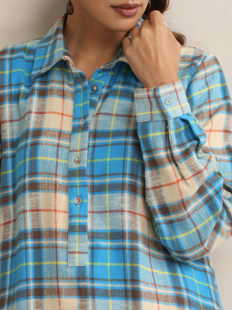 trueBrowns Beige Check Winter Top