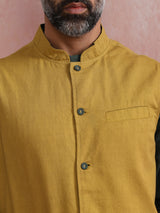 trueBrowns Men's Mustard Reversible  Nehru Jacket