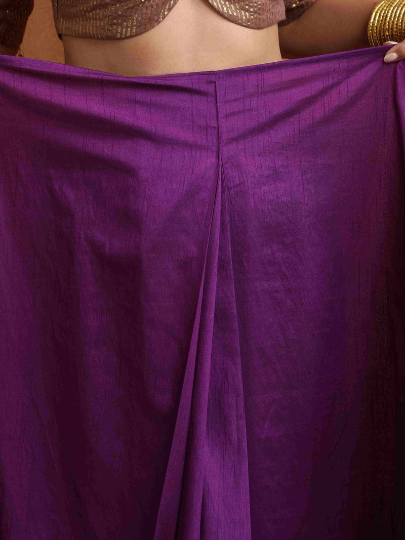 trueBrowns Purple Silk Ready To Wear Saree