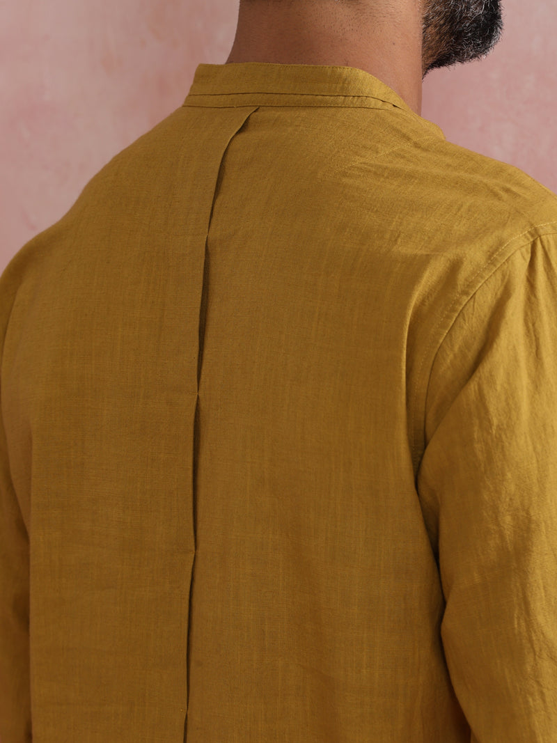 trueBrowns Men's Mustard Cotton Shirt