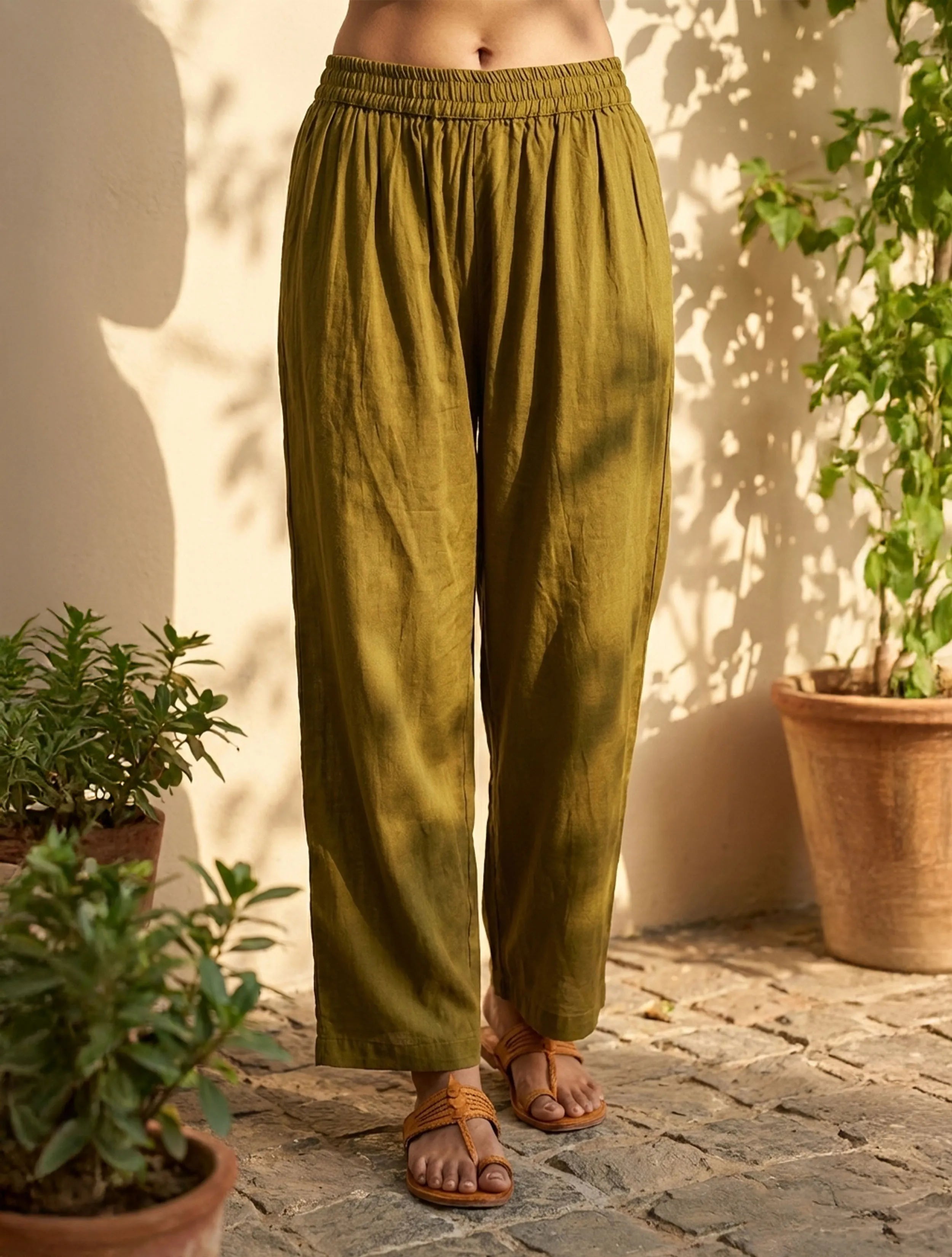 trueBrowns Pear Green Printed A-Line Kurta Pant Set