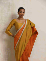 trueBrowns Orange Silk Ready To Wear Saree