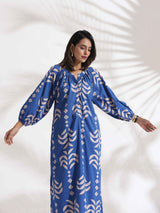 trueBrowns Blue Cotton Print Dress