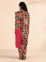 trueBrowns Cola Pink Muslin Ikat Saree