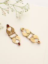 trueBrowns Brass Red Stone Paisley Earrings