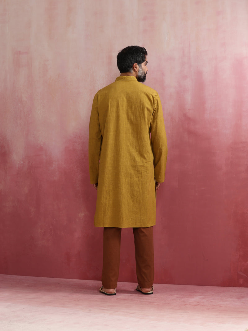 trueBrowns Men's Mustard Kurta