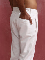 trueBrowns Men's White Cotton Twill Pant