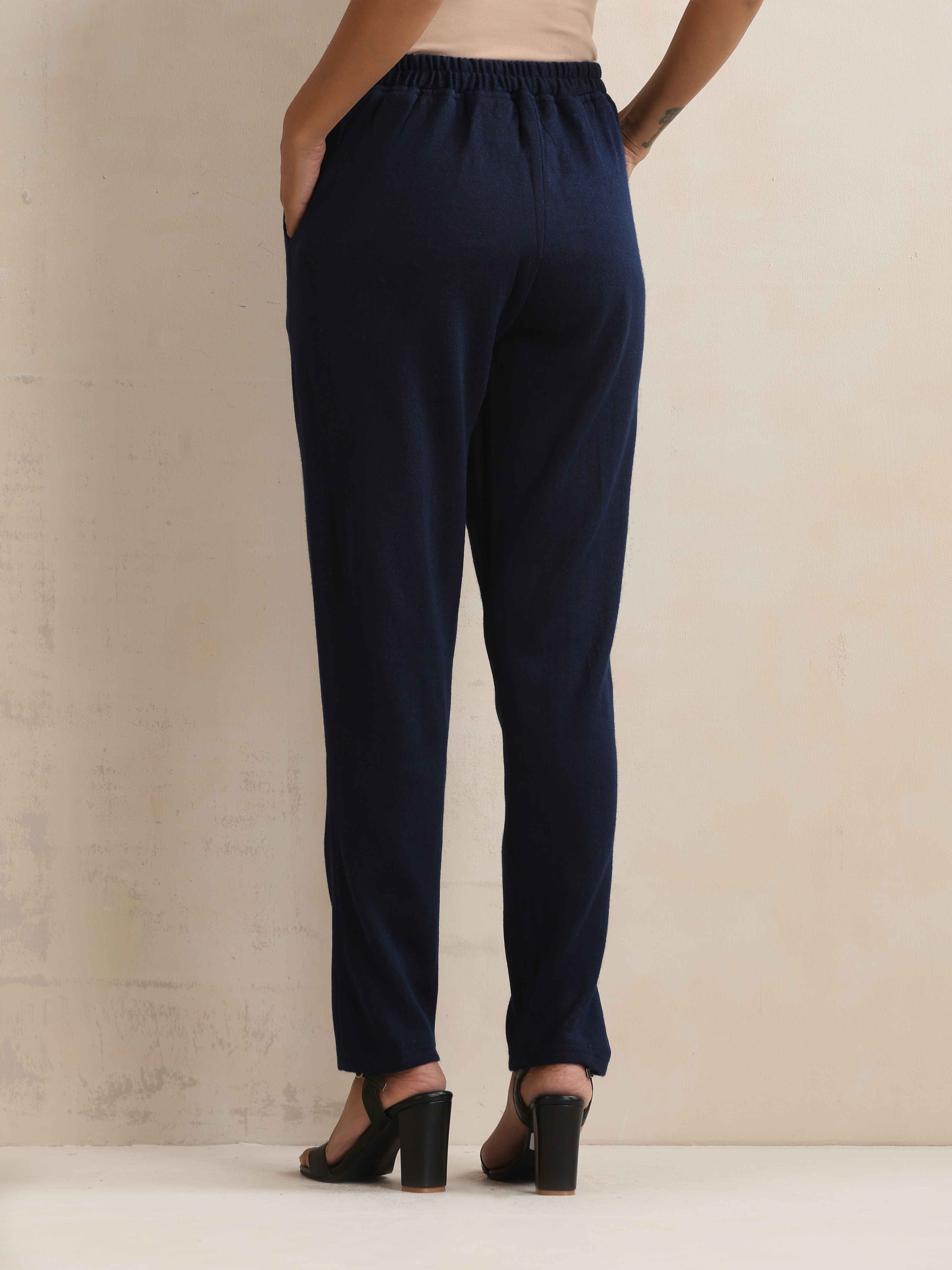 trueBrowns Navy Woollen Pants