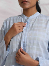 trueBrowns Blue Cotton Check Shirt Top Co-ord Set