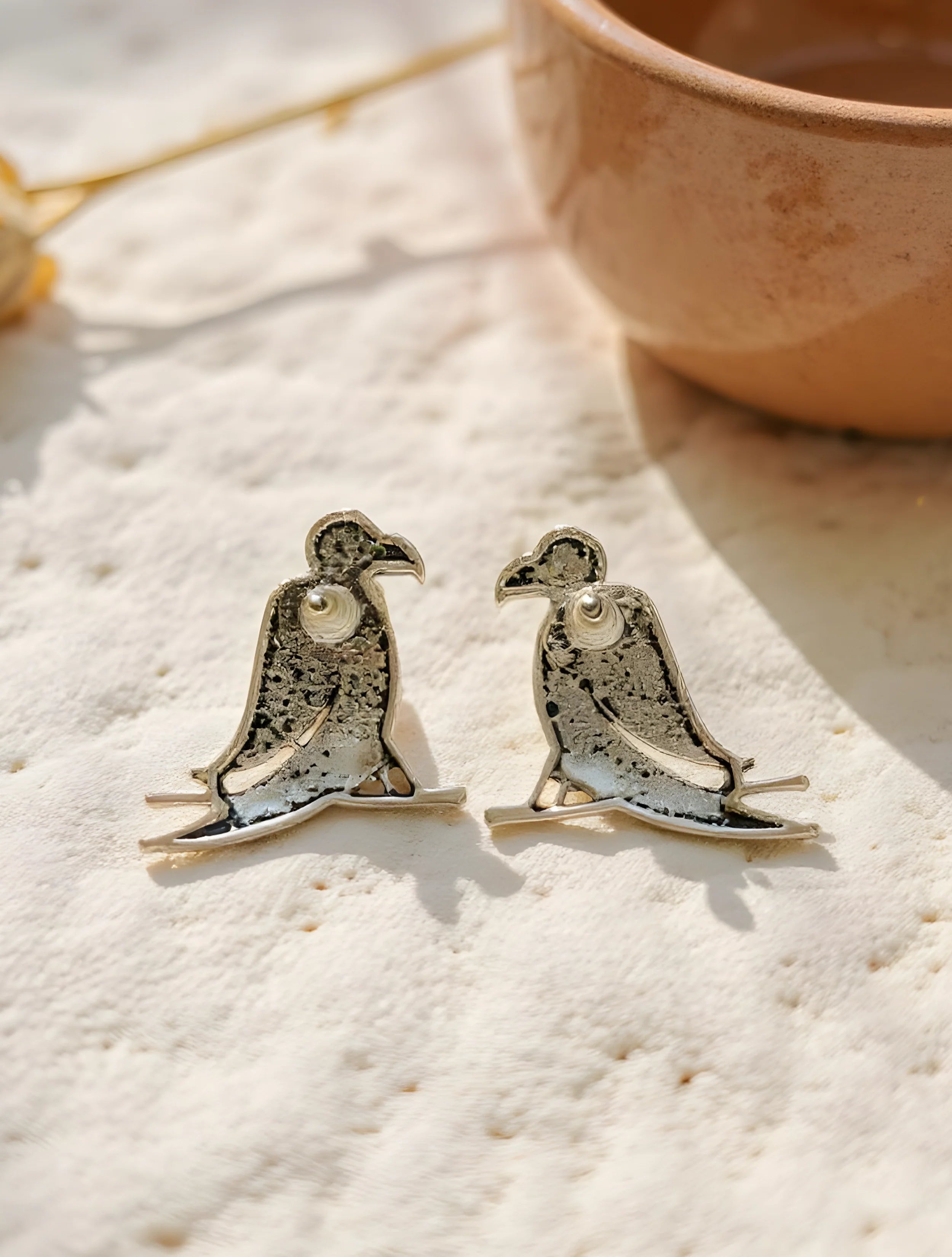 trueBrowns Silver Parrot Earrings
