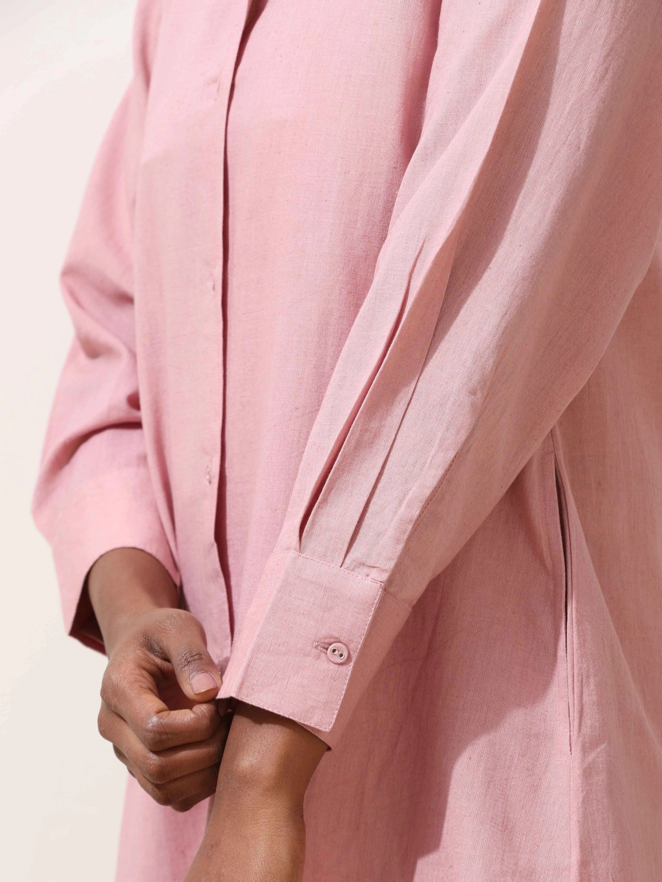 trueBrowns Pink Cotton Linen Dress