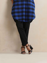 trueBrowns Blue Check Pleated Winter Top