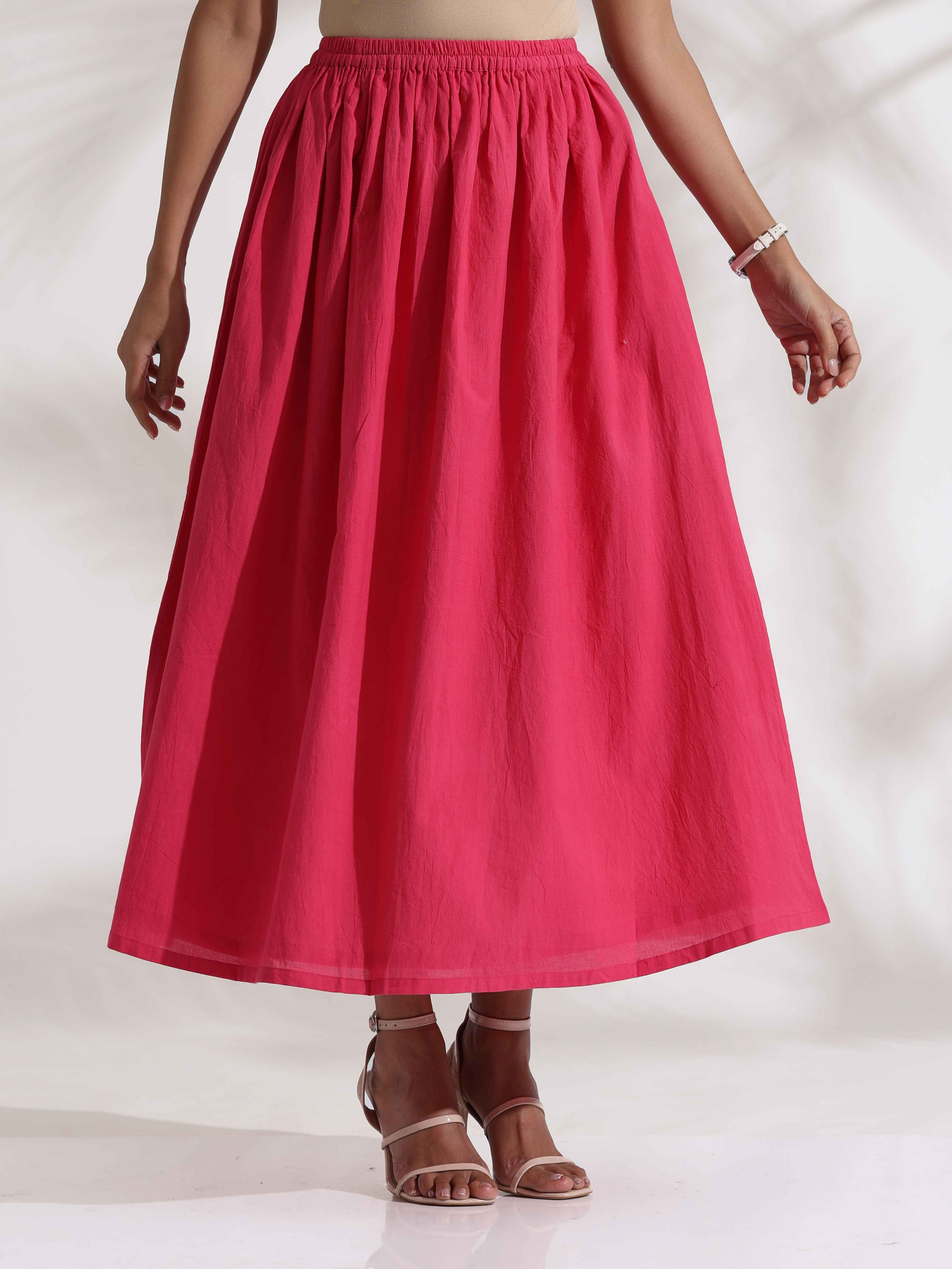 trueBrowns Pink Cotton Skirt Co-ord Set