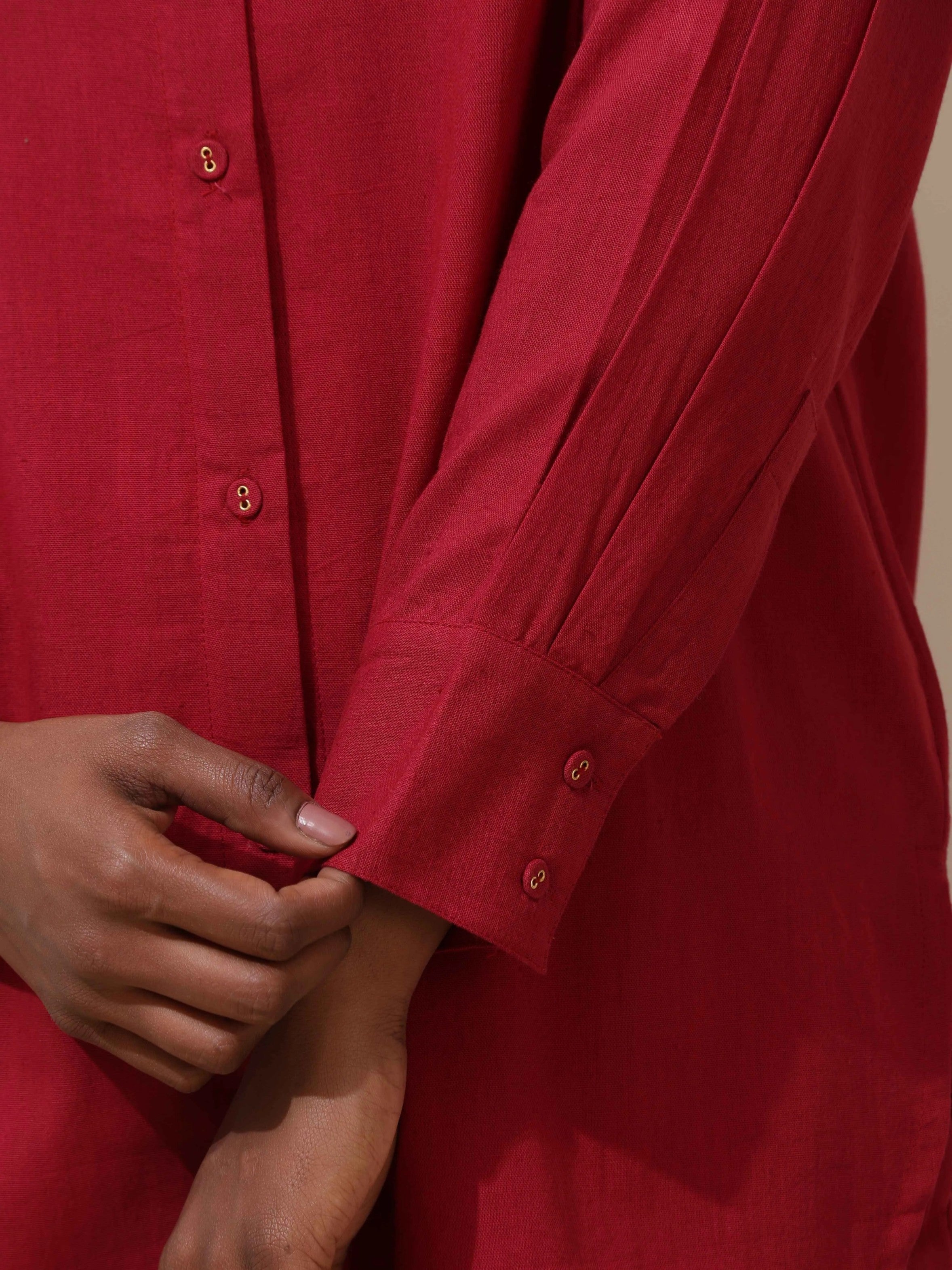 trueBrowns Maroon Cotton Linen Co-Ord Set