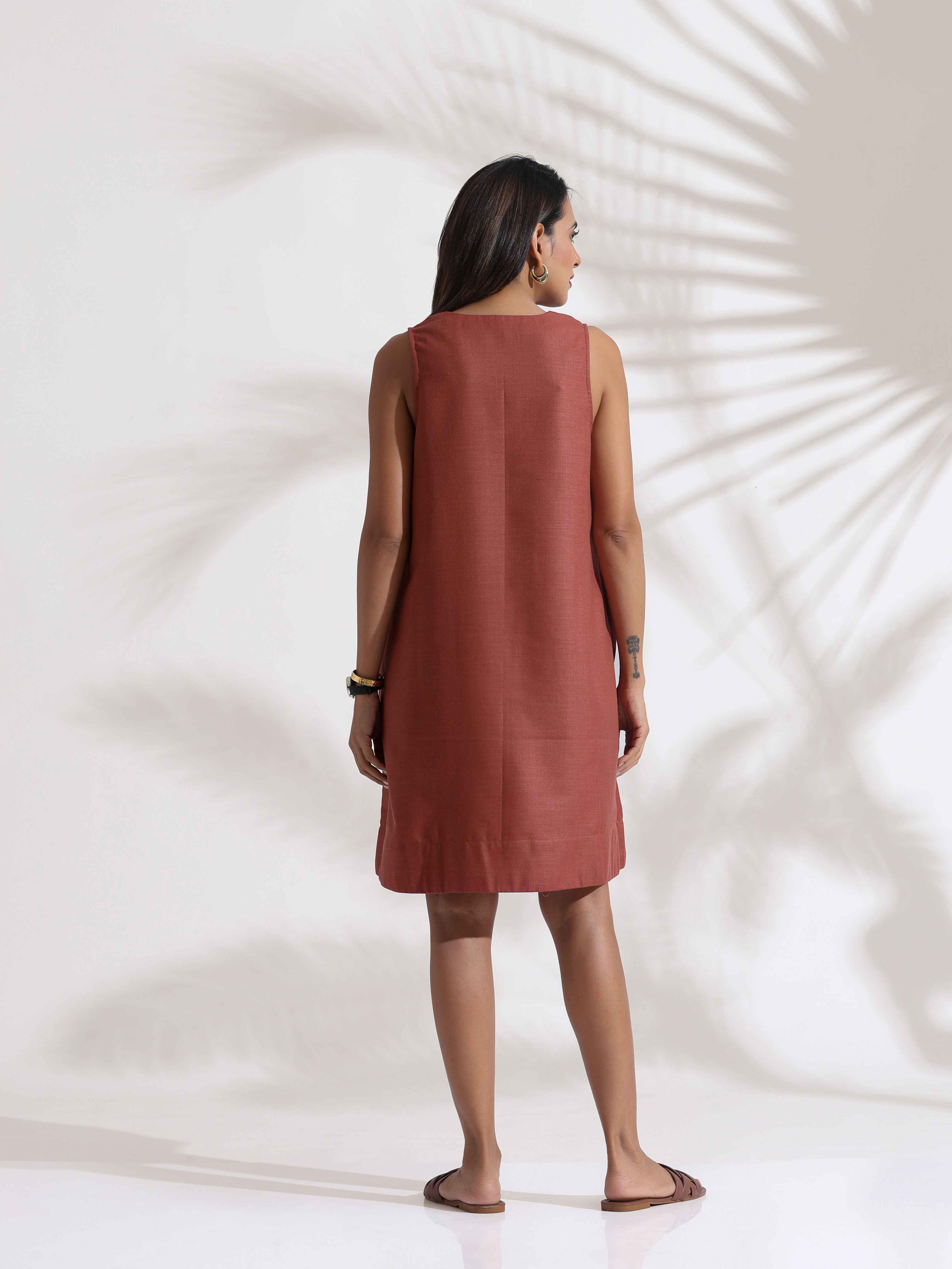 trueBrowns Pink Slub Dress