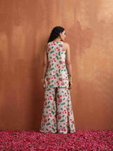 trueBrowns Off White Print Sharara Set