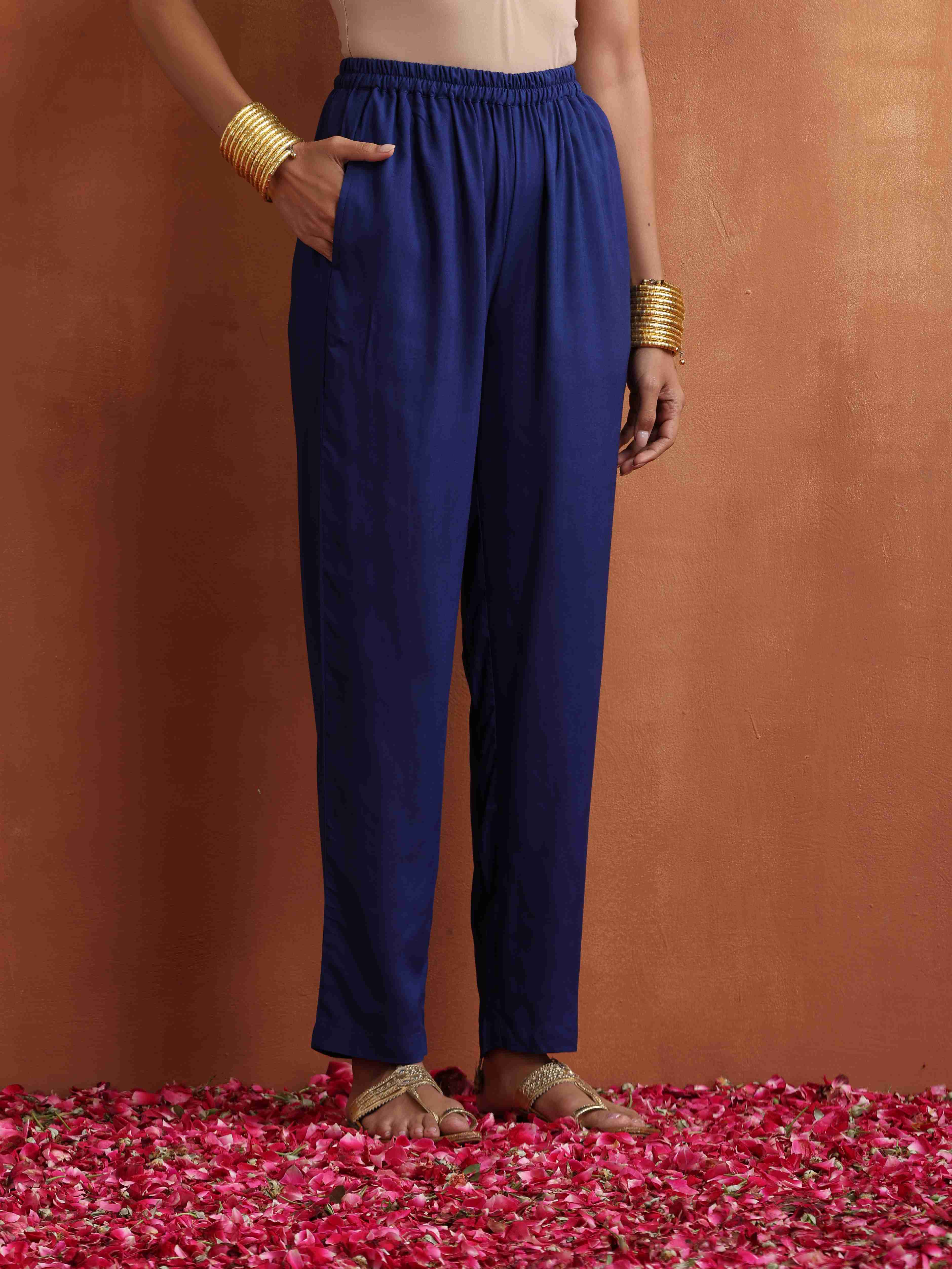 trueBrowns Blue Print A-line Kurta Set