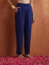 trueBrowns Blue Print A-line Kurta Set