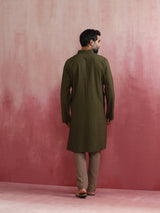 trueBrowns Men's Olive Kurta