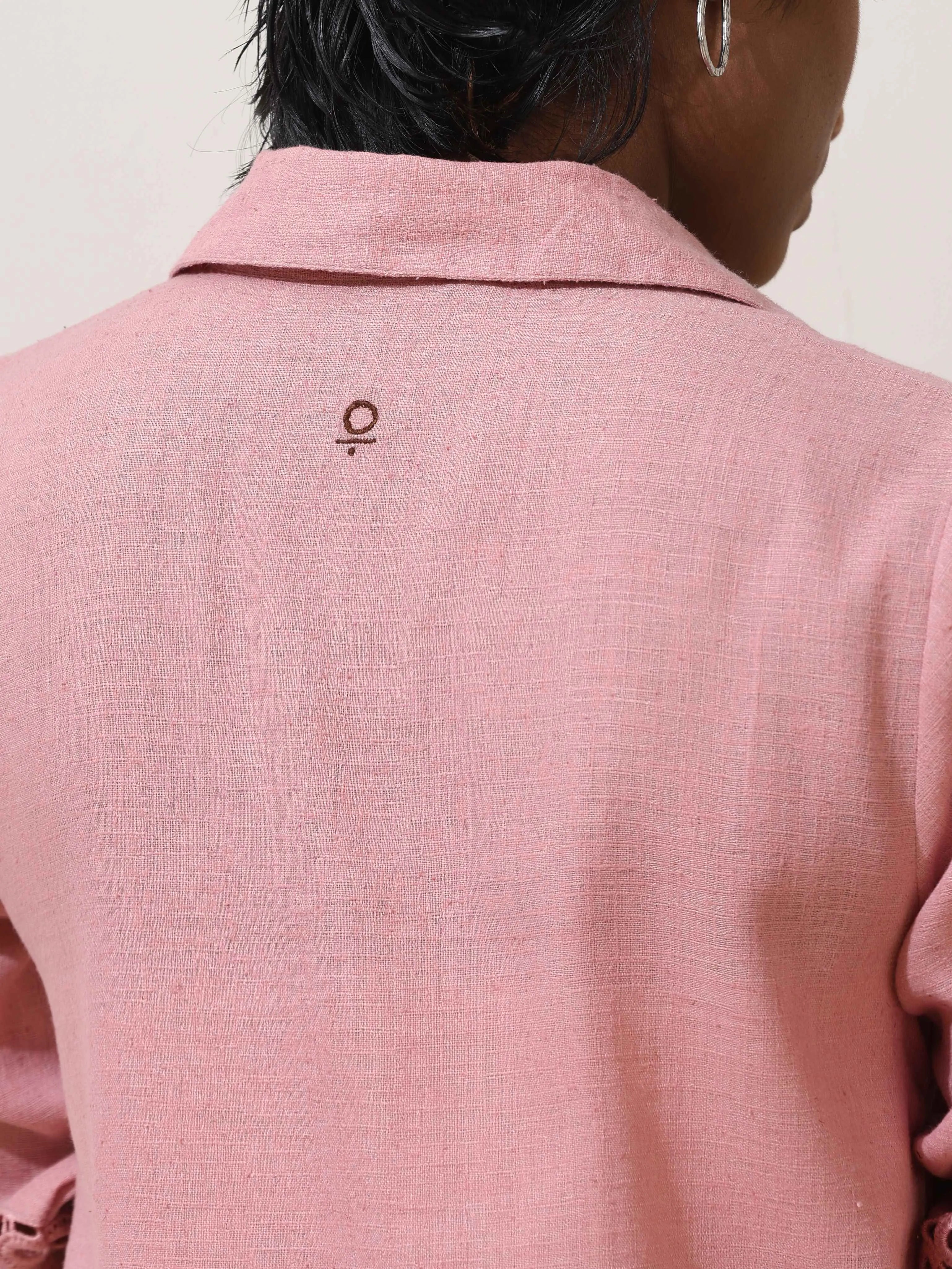 trueBrowns Sakura Pink Natural Cotton Kurta Co-ord Set