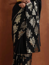 trueBrowns Black Metallic Ready To Wear Saree