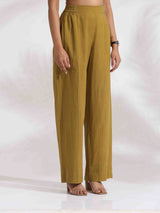 trueBrowns Green Cotton Print Top & Flared Pants Co-ord Set