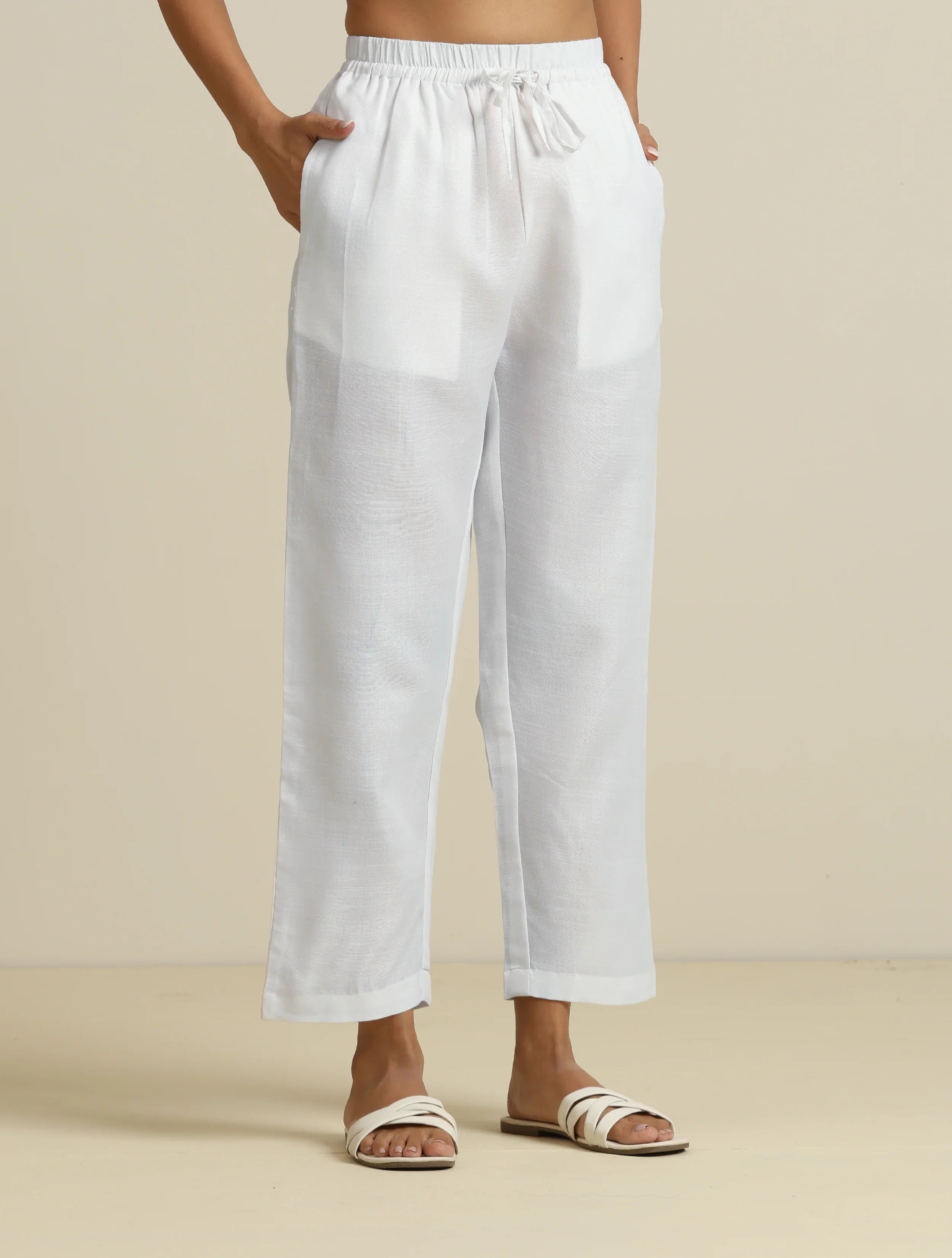 trueBrowns White Cotton Blend Co-ord Set